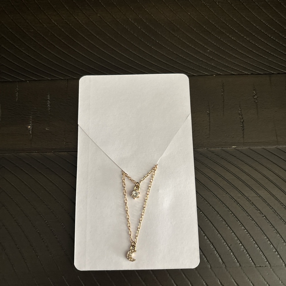 Gold Layered Moon and Star Pendant Necklace - Women Jewelry